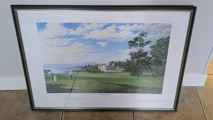 Two framed prints - Ashford Castle and floral study
