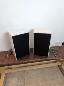 Vintage speakers, timber casing, painted