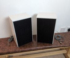 Vintage speakers, timber casing, painted