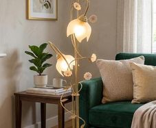 Elegant Vintage "Floristica" Brass Floor Lamp (Classic / Hollywood Regency Style)