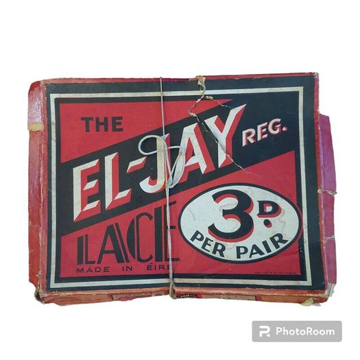 vintage Irish EL-JAY shoe lace box with laces