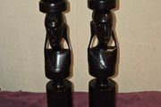 Pair of Ebony Wood African Candle holders