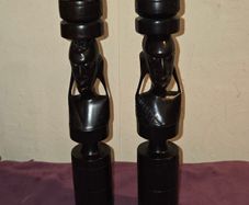 Pair of Ebony Wood African Candle holders