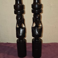 Pair of Ebony Wood African Candle holders