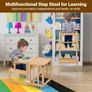 3-In-1 Toddler Kitchen Stool Helper  Convertible Standing Tower With Whiteboard for Kids Childrens Bathroom Kitchen Counter Helper Mothers' Helper Tower Learning Stool (Natural) Image 5