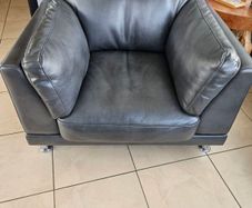 Real leather armchair dark grey very soft and comfortable