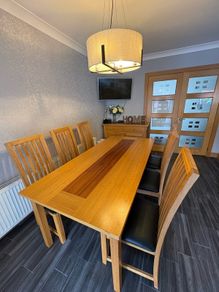 Real solid wooden table with 6 wooden chairs