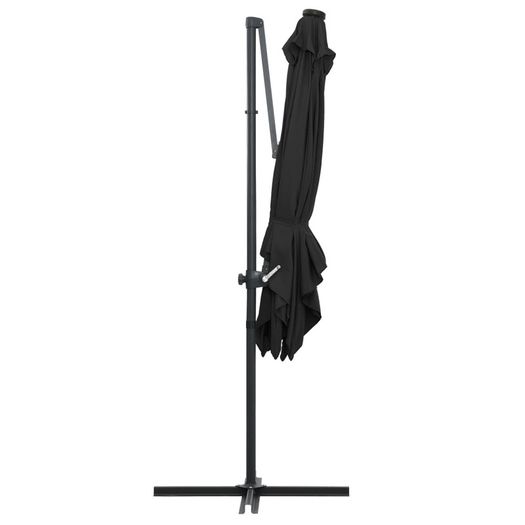 Cantilever Umbrella with LED lights and Steel Pole 250x250 cm Black
