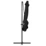 Cantilever Umbrella with LED lights and Steel Pole 250x250 cm Black Image 5