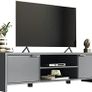 TV Stand with Cabinet Storage and Open Shelves for 55, 65 Inch Media Storage Gaming Media Console Living Room Entertainment Center Wooden Television Cabinet - Grey Image 5