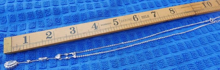 Vintage Sterling Silver 925 Multiple Cubic Zirconia Gems Necklace 5,6g length -18"