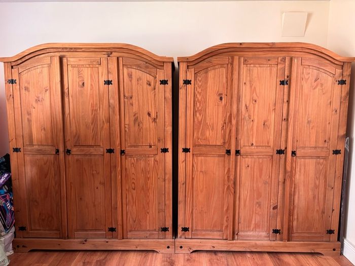 Pair of Solid Pine Corona Wardrobes