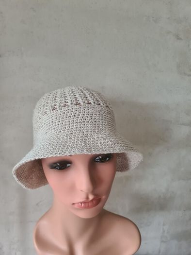 Crochet Hat For Women  Summer Cotton/Linen  Beige Hat