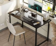 100x48 cm Desk, Small Computer Desk for Home Office, Study Office Table with Headphone Hooks for Small Space, Easy Assembly, Black
