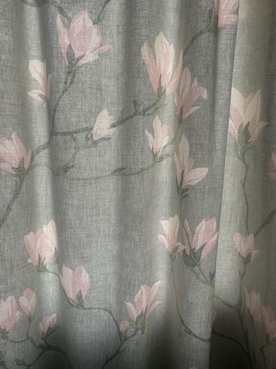 light blue magnolia print curtains
