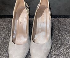 Grey Suede/Snakeskin Heels