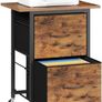 Mobile Filing Cabinet, Printer Stand with 2 Drawers, Wheeled Vertical File Cabinet, Adjustable Hanging Rods, fits A4/Letter Size, for Home Office, Rustic Brown and Black Image 4