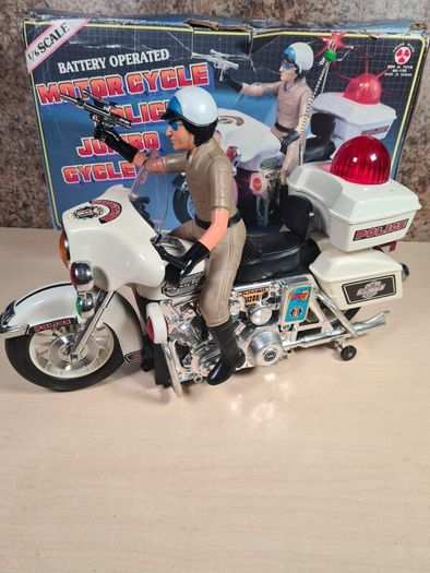 Vintage Son Ai Toys Motorcycle Police Jumbo Cycle Lights And Sounds 1984 Boxed Toy Collectable