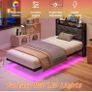 Metal Bed Frame with LED Lights and Charging Station, Heavy Duty Metal Slat Support, Noise Free, No Box Spring Needed Image 10