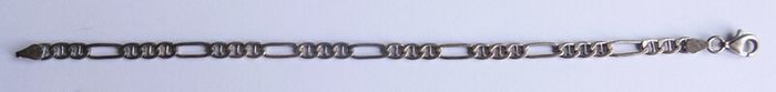 Vintage 925 Sterling Silver Figaro Link Chain Bracelet (in original box) length 7,5" - 5,2g