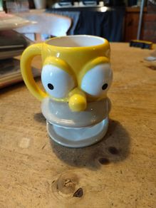 Homer simpson coffee mug cup & donut holder 2007 fox matt groening the simpsons Rare novelty ceramic mug fox 2007.
