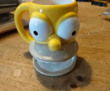 Homer simpson coffee mug cup & donut holder 2007 fox matt groening the simpsons Rare novelty ceramic mug fox 2007.