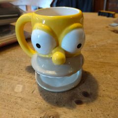 Homer simpson coffee mug cup & donut holder 2007 fox matt groening the simpsons Rare novelty ceramic mug fox 2007.