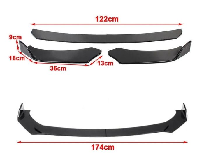 4 Pcs Universal Car Front Bumper Lip Chin Spoiler Splitter Body Kit Glossy Black. Suit BMW Audi Mercedes Mini Toyota Honda Nissan VW