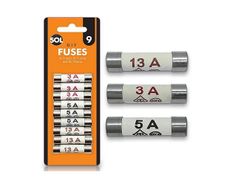 9pcs Fuses Mixed Household (13 Amp / 5 Amp / 3 Amp)