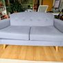 DFS grey fabric sofa - button back detail Image 5