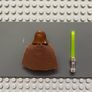 lego Star Wars sw0057 Jedi Knight (Jedi Bob) minifigure- Dark Gray Tunic, Brown Hood and Cape Image 2