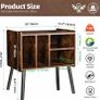 Record Player Table, Mid-Century Record Player Stand with Vinyl Storage Hold Up to 150+ Albums Image 2
