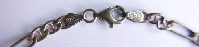 Vintage 925 Sterling Silver Figaro Link Chain Bracelet (in original box) length 7,5" - 5,2g