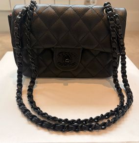 Rare all black C single flap bag.