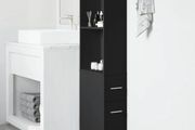 Narrow Bathroom Cupboard Black