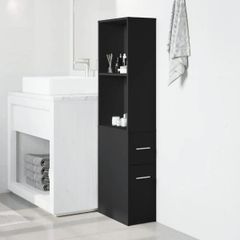 Narrow Bathroom Cupboard Black