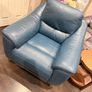 Blue Leather Power Recliner Image 2