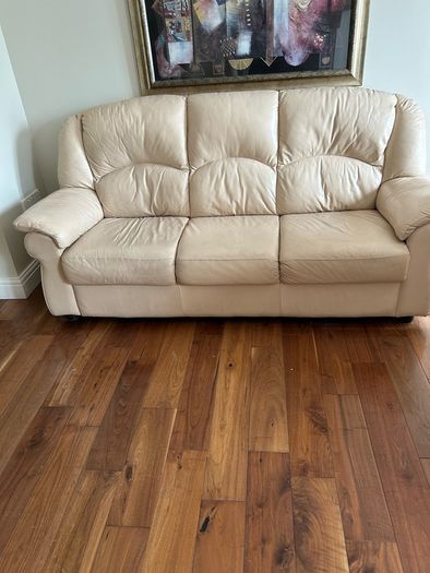 Free cream leather sofas & chair