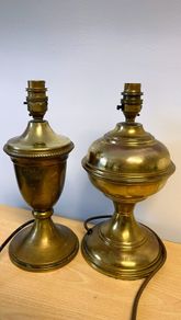 two vintage  brass lamps
