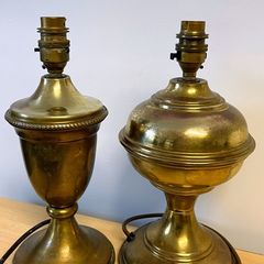 two vintage  brass lamps