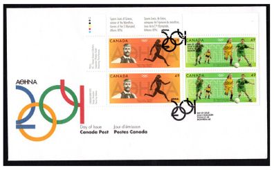 2004 Canada Olympic Games Stamps Corner Block of 4 First Day Cover