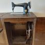 Vintage Singer Sewing Machine in Wooden Cabinet Image 3