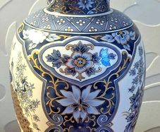 Vintage Blue & White Japanese Temple Jar