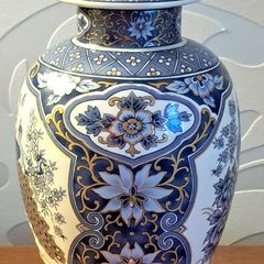 Vintage Blue & White Japanese Temple Jar