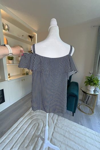 Brand-new Navy & White Stripped Cold Shoulder Ladies Top from Dunnes Stores