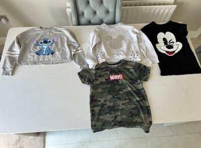 Girls Disney tops bundle, Age 8-10. (Free girls clothes for first buyer to offer asking price on this bundle)