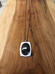 silver mossagate handmade pendant and chain