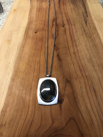 silver mossagate handmade pendant and chain