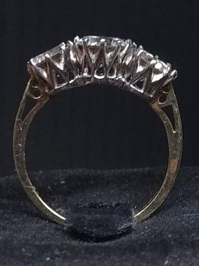 Vintage 9ct Gold Three Stone Ring Dublin Hallmark Size 51.5