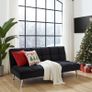 Black Folding 3 Seater Fabric Sofa Bed Image 2